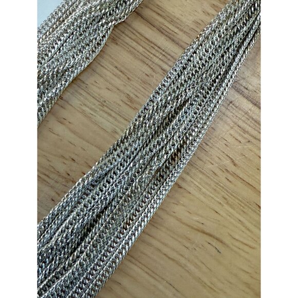 Multi-Strand Silver-Tone Chain Necklace With Polished Ring - Picture 14 of 14